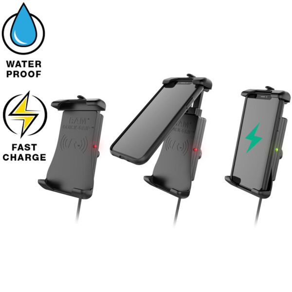 RAM® Quick-Grip™ Waterproof Wireless Charging Mount with Tough-Claw™ Ram Mounts RAM-B-400-A-UN14W-V7M - immagine 2