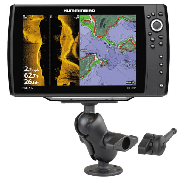 RAM Drill-Down Ball Mount for Humminbird Helix 8-15, Solix & Apex Ram Mounts RAM-D-202-25-C-202-KNOB9HU