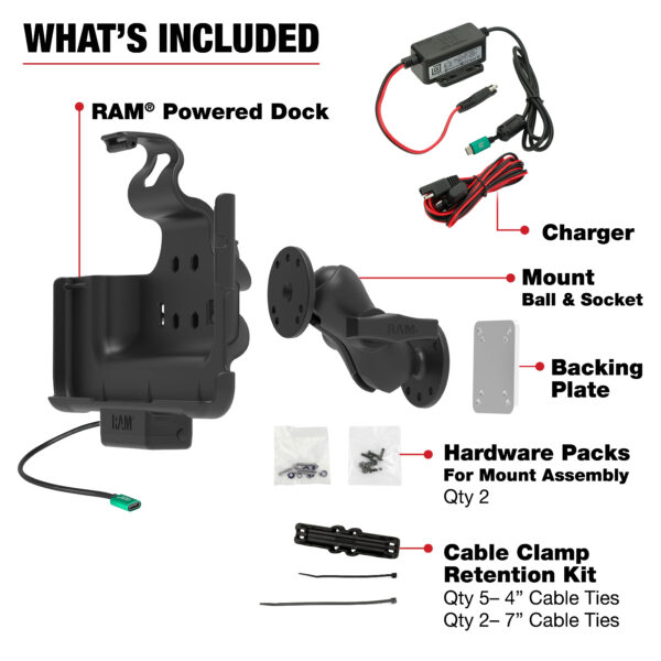 RAM Powered Dock e Dashboard Mount per Samsung Tab Active4 Pro Ram Mounts RAM-101-225B2-SAM52CP-V7CU - immagine 5