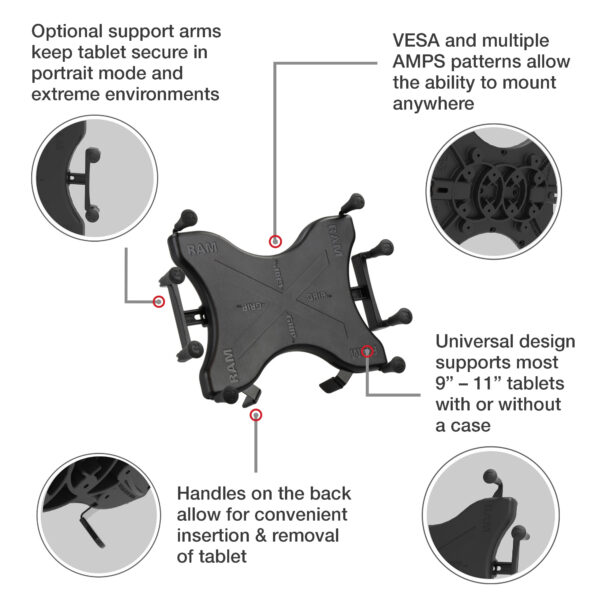 RAM Pod HD 24" Vehicle Mount con RAM X-Grip per 9"-11" Tablets Ram Mounts RAM-316-HD-UN9U - immagine 4