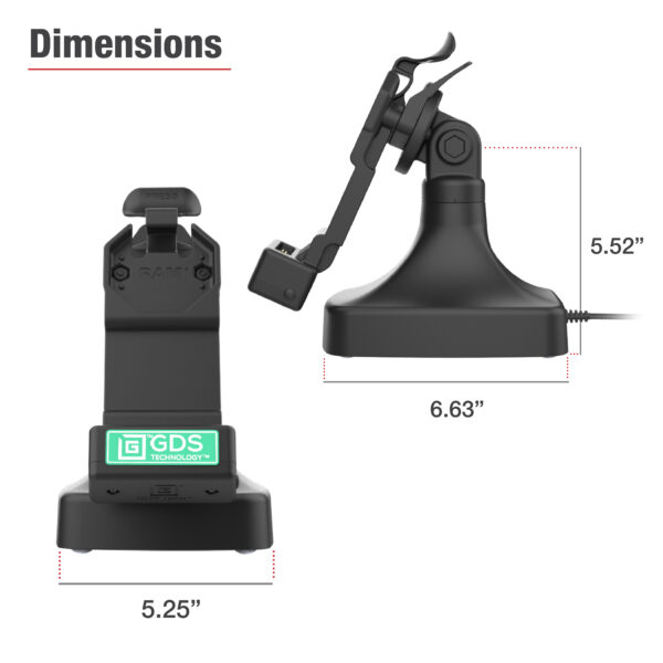 GDS Uni-Conn Tilt e Swivel Dock con USB-C con Data Ram Mounts RAM-GDS-DOCK-D14-U1C-2A - immagine 6