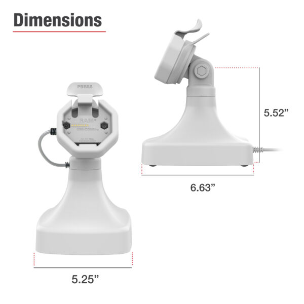 GDS Uni-Conn Powered Tilt e Swivel Dock con PoE con Data - Gray Ram Mounts RAM-GDS-DOCK-D14-U3E-2A-GRY - immagine 6