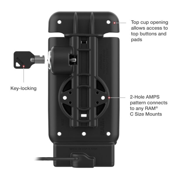 GDS Powered Locking Vehicle Dock per Zebra EM45 con IntelliSkin Ram Mounts RAM-GDS-DOCKL-ZE38-A-PU - immagine 4