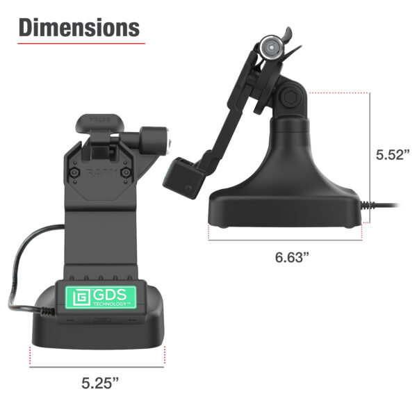 GDS Uni-Conn Locking Tilt e Swivel Dock con USB-C con Data Ram Mounts RAM-GDS-DOCKLR-D14-U1C-2A - immagine 7