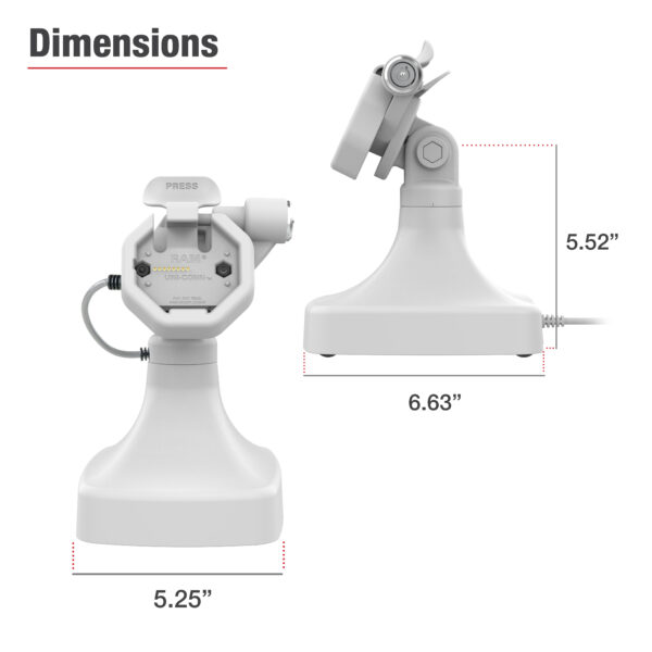 GDS Uni-Conn Powered Locking Tilt e Swivel Dock con PoE con Data - Gray Ram Mounts RAM-GDS-DOCKLR-D14-U3E-2A-GRY - immagine 7