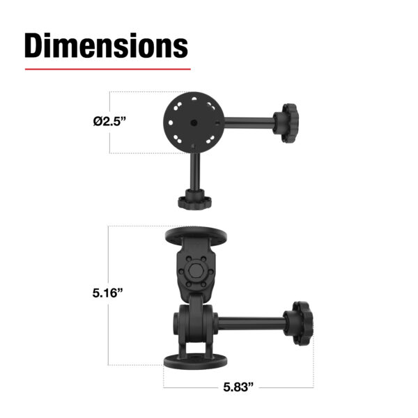 RAM Dual 90-Degree Pivot Mount con Knob Ram Mounts RAP-101-PV4-2PU - immagine 3