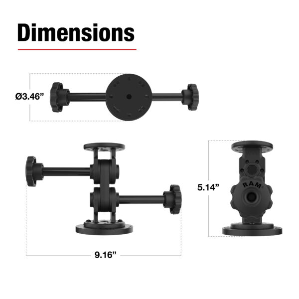 RAM Dual Straight Pivot Magnetic Mount con Knob Ram Mounts RAP-101-PV4-2S-MAG88U - immagine 3