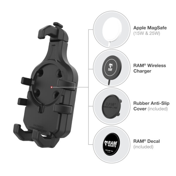 RAM® Quick-Grip™ Pro Phone Mount with Handlebar U-Bolt Base - Short Ram Mounts RAM-B-149Z-A-PD5U - immagine 5