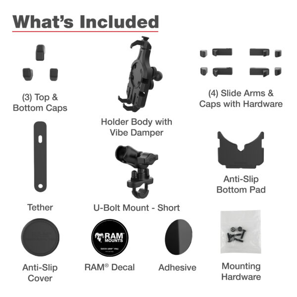 RAM® Quick-Grip™ Pro Vibration Damping Phone Mount with U-Bolt Base Ram Mounts RAM-B-149Z-A-PD5VU - immagine 6