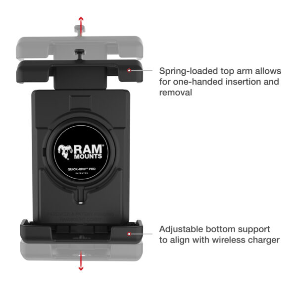 RAM® Quick-Grip™ Pro XL Phone Mount with Handlebar U-Bolt Base - Short Ram Mounts RAM-B-149Z-A-PD7U - immagine 4