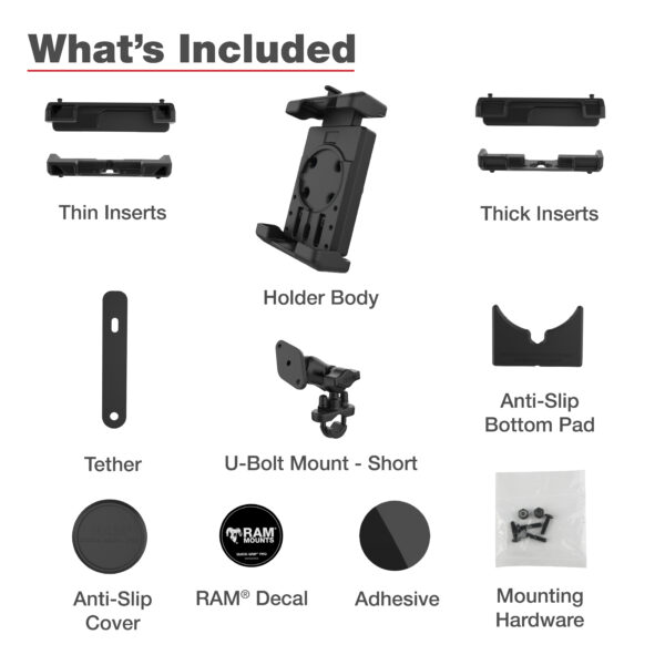 RAM® Quick-Grip™ Pro XL Phone Mount with Handlebar U-Bolt Base - Short Ram Mounts RAM-B-149Z-A-PD7U - immagine 7