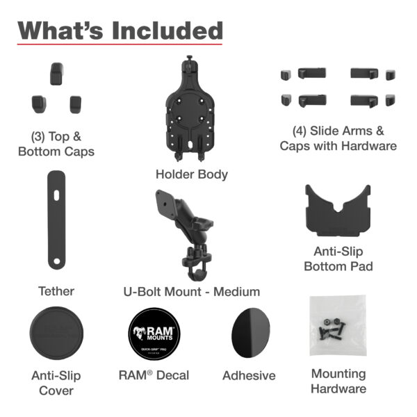 RAM® Quick-Grip™ Pro Phone Mount with Handlebar U-Bolt Base - Medium Ram Mounts RAM-B-149Z-PD5U - immagine 6