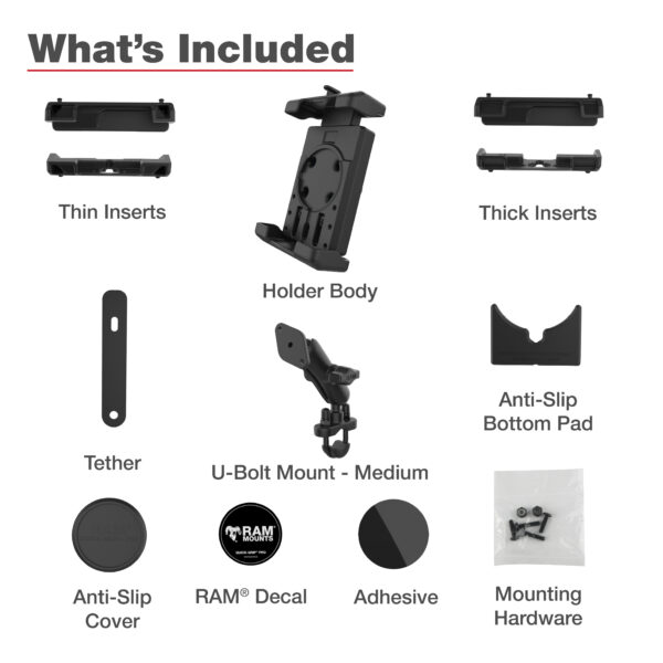 RAM® Quick-Grip™ Pro XL Phone Mount with Handlebar U-Bolt Base - Medium Ram Mounts RAM-B-149Z-PD7U - immagine 7