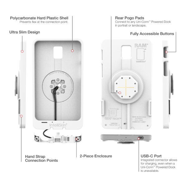 IntelliSkin® Thin-Case™ for Tab Active5 & 3 (Rear Pogo Pads) - Gray Ram Mounts RAM-GDS-SKIN-SAM93-TCB-GRY - immagine 5