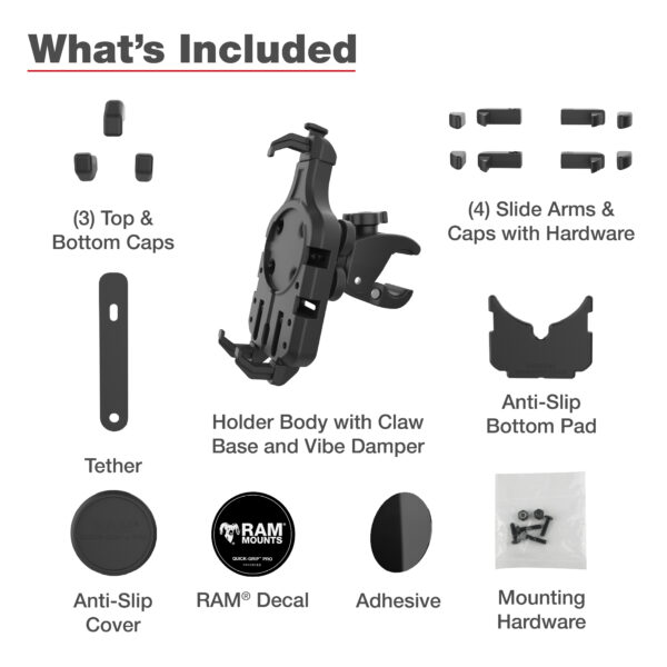 RAM® Quick-Grip™ Pro Vibration Damping Phone Mount with Tough-Claw™ Ram Mounts RAM-HOL-PD5V-400-1U - immagine 6